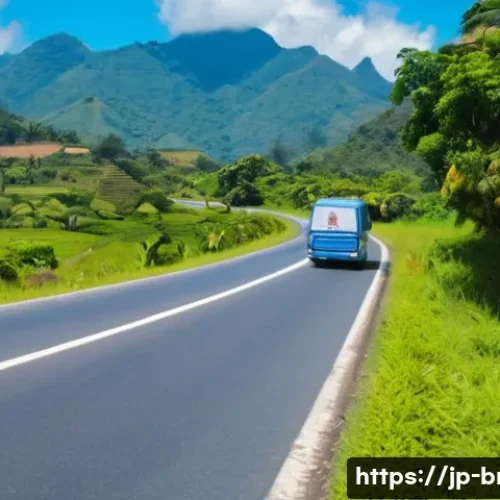 브라질에서 히치하이킹 가능할까 - A scenic Brazilian highway scene during daytime, showing a diverse traveler holding a clearly visibl...