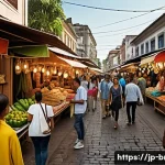브라질 내 한국 기업 진출 - A vibrant street market scene in Brazil&rsquo;s southeastern region, showing diverse consumers shopping fo...