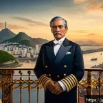 브라질 제국 역사 - A grand historical scene depicting Emperor Pedro I of Brazil in regal 19th-century royal attire, sta...