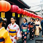 브라질 이민 역사 - A vibrant street scene in S&atilde;o Paulo&rsquo;s Liberdade district during a traditional Japanese festival, sho...